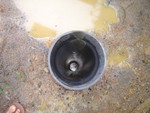 Top view of the tube well; the tube extends 250 feet deep 